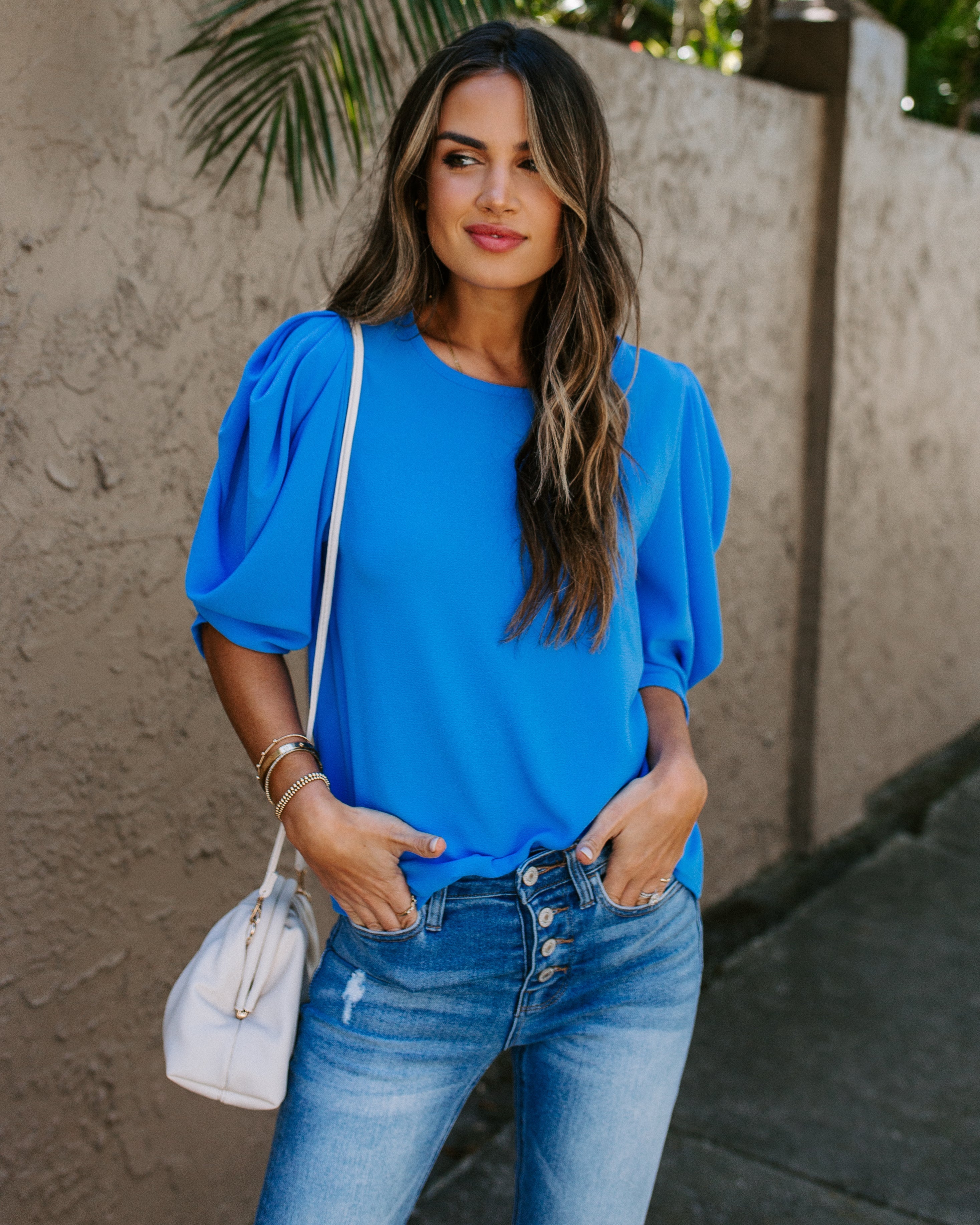 Kingston Statement Sleeve Top - Blue Ins Street