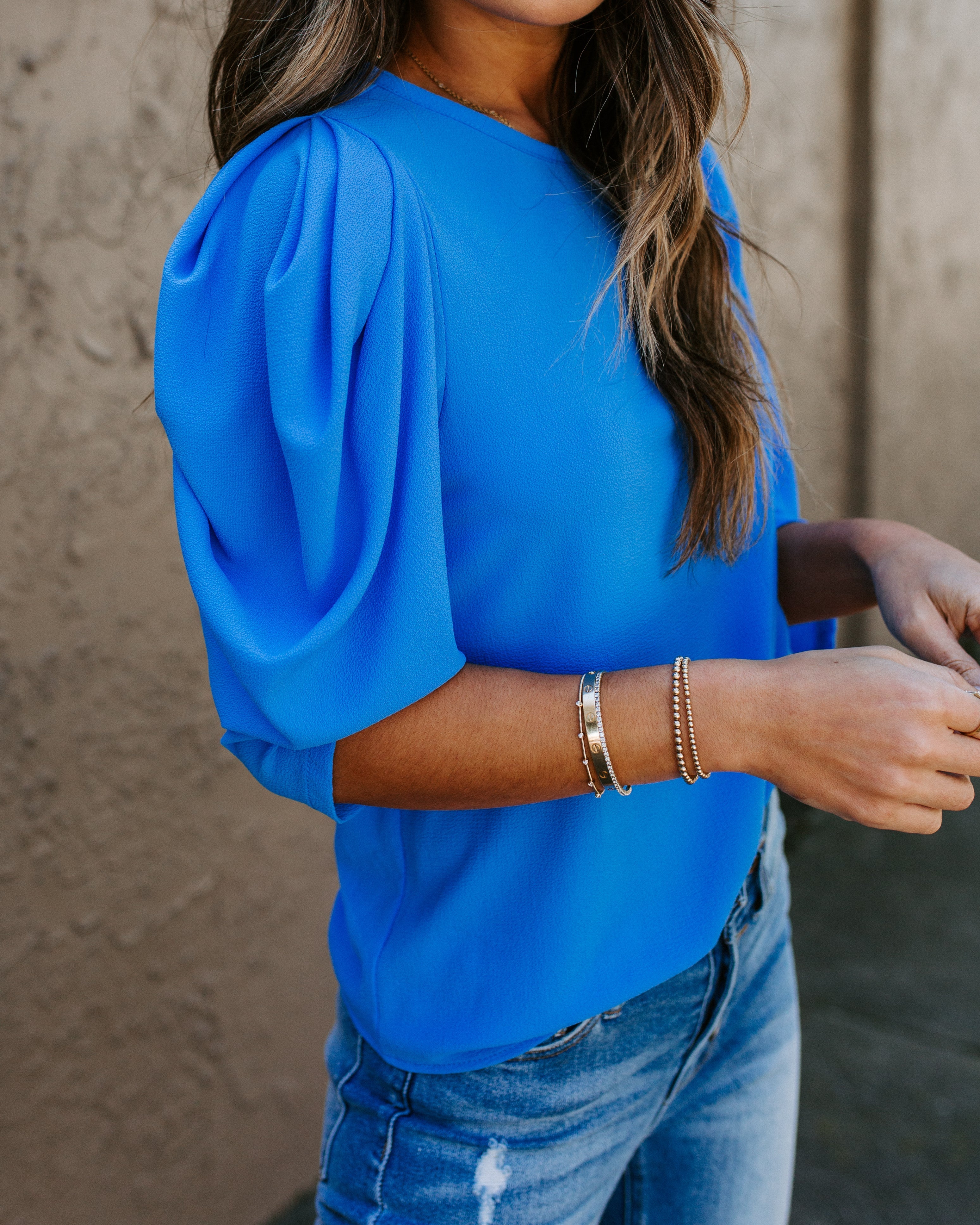 Kingston Statement Sleeve Top - Blue