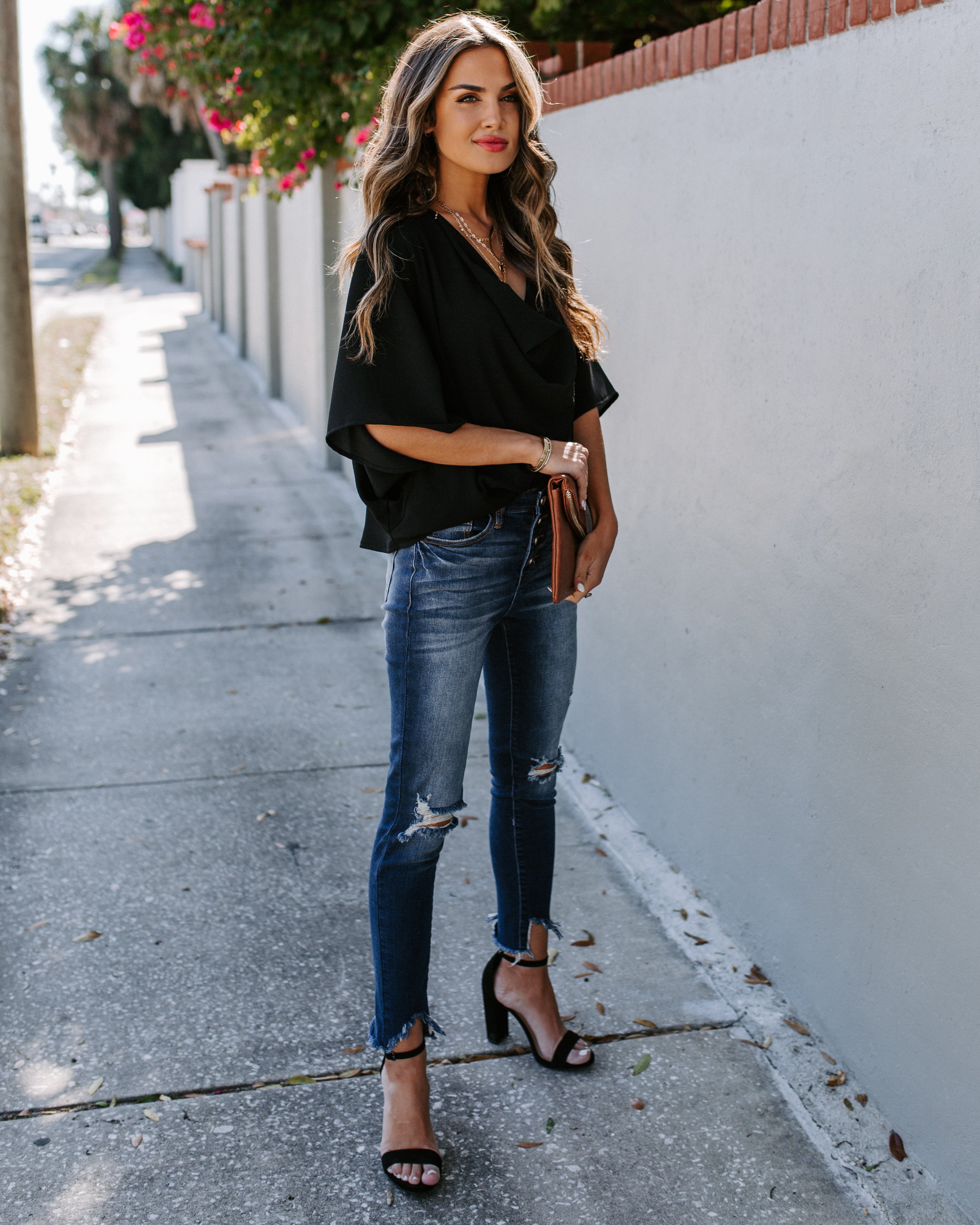 Elton Drape Blouse - Black