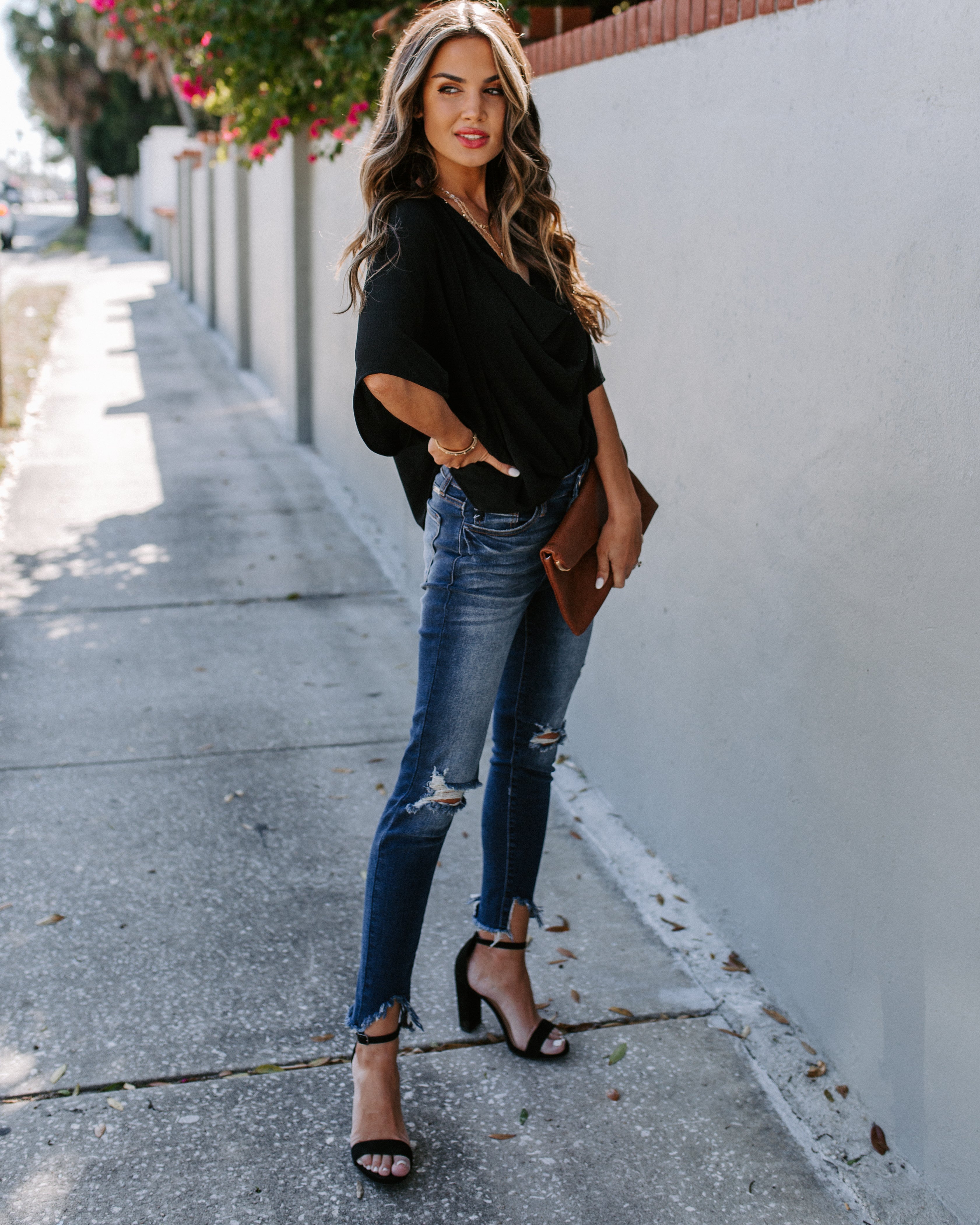 Elton Drape Blouse - Black