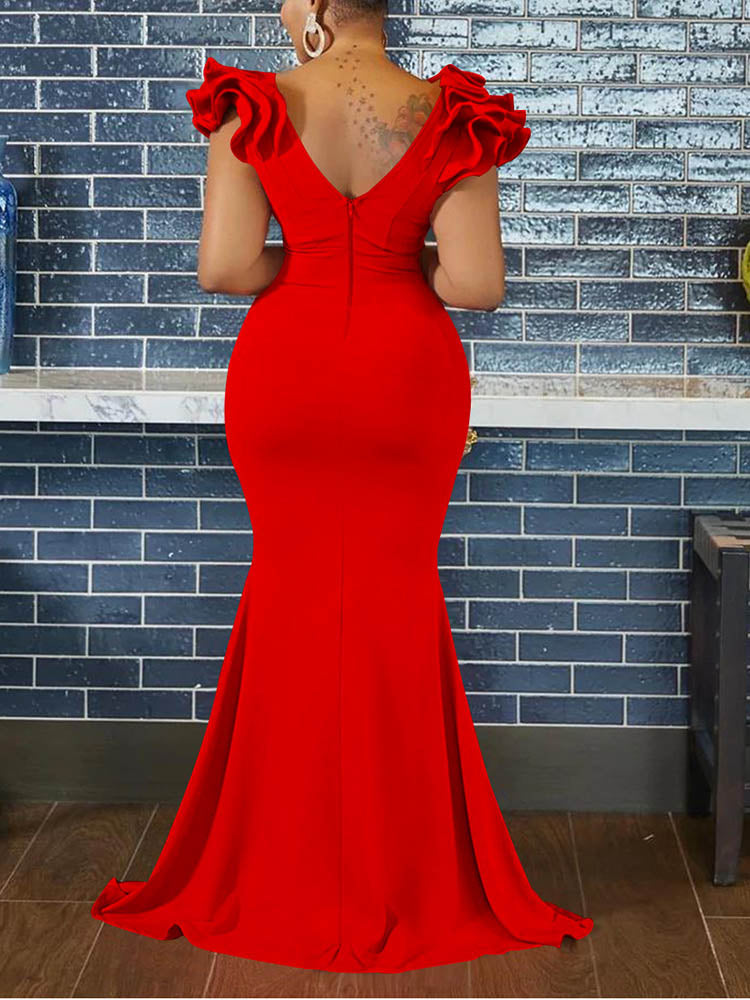 Elegantes Maxikleid mit Rüschenärmeln