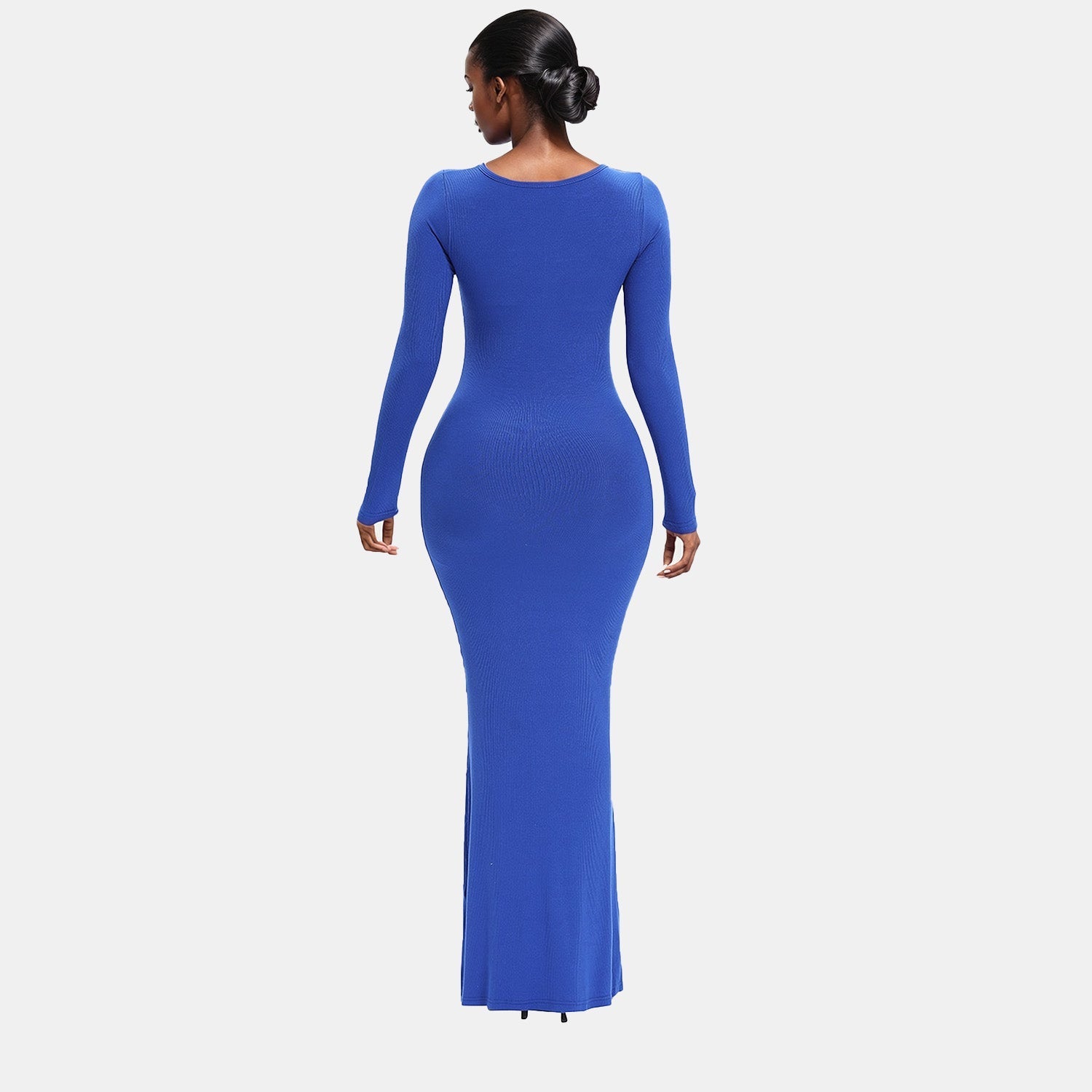 Built-In Shaper Long Sleeve Square Neck Maxi Dress