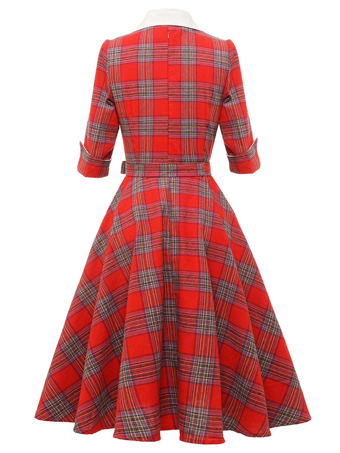 1950s Retro Rockabilly Princess Cosplay Dress plaid Costume Gown Sai Feel