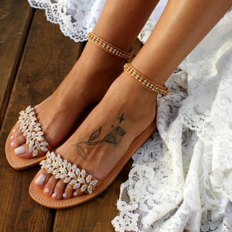 Flache Sandalen für den Sommer für Damen, Strandsandalen