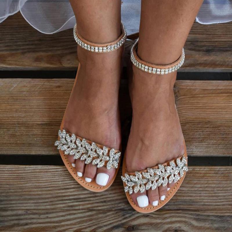 Flache Sandalen für den Sommer für Damen, Strandsandalen
