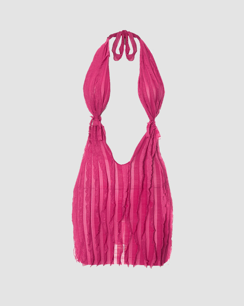 Vortex Blush Rüschen-Tiefausschnittkleid 