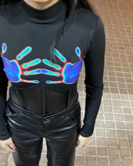Warm Hands Mesh High Neck Bodysuit