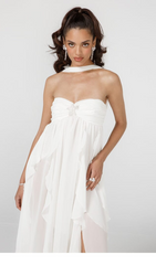 Lace Irregular Maxi Dress In White