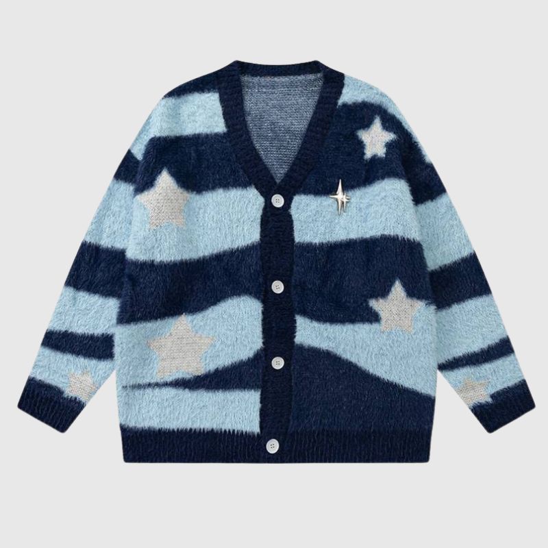 Gestreifter Mohair-Cardigan