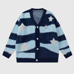 Gestreifter Mohair-Cardigan