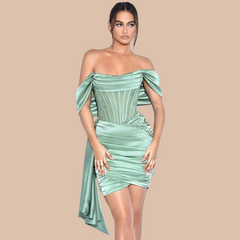 Delphi Off Shoulder Satin Dress