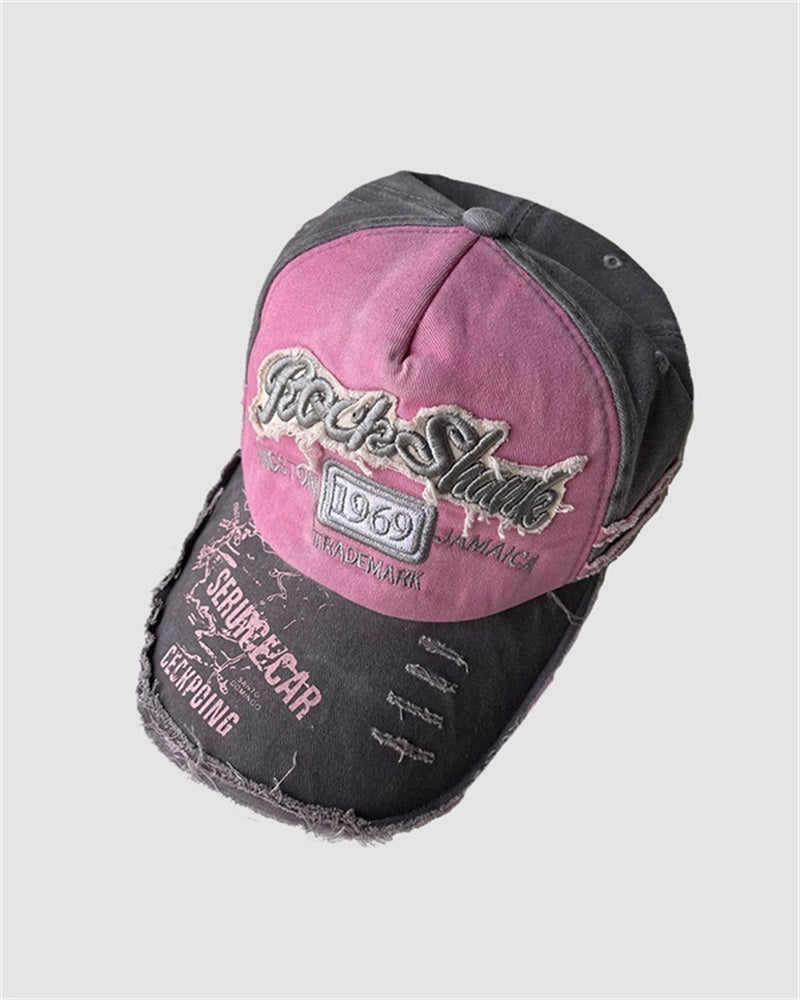 1969 Denim-Baseballkappe mit Distressed-Stickerei