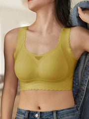 Fan-Shaped Design Natural Lifting Adjustment Plus Size Bra Green