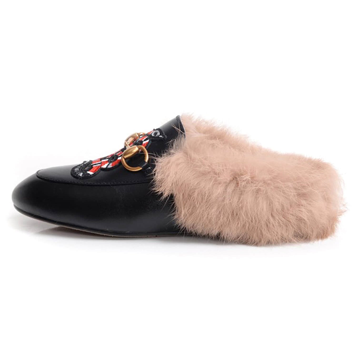 Casual Buckle Fur Embroidery Mules Slippers Shoes