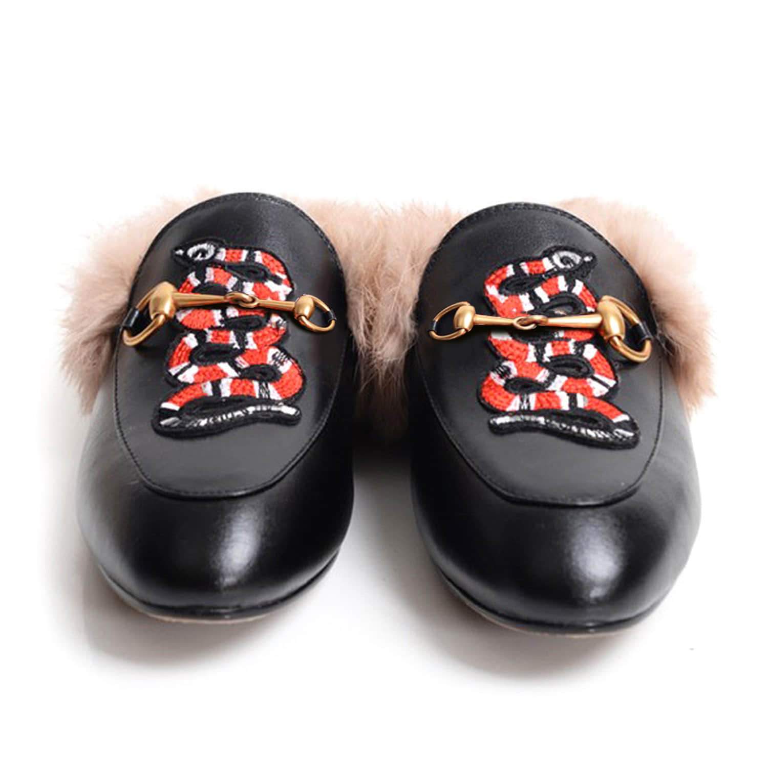 Casual Buckle Fur Embroidery Mules Slippers Shoes
