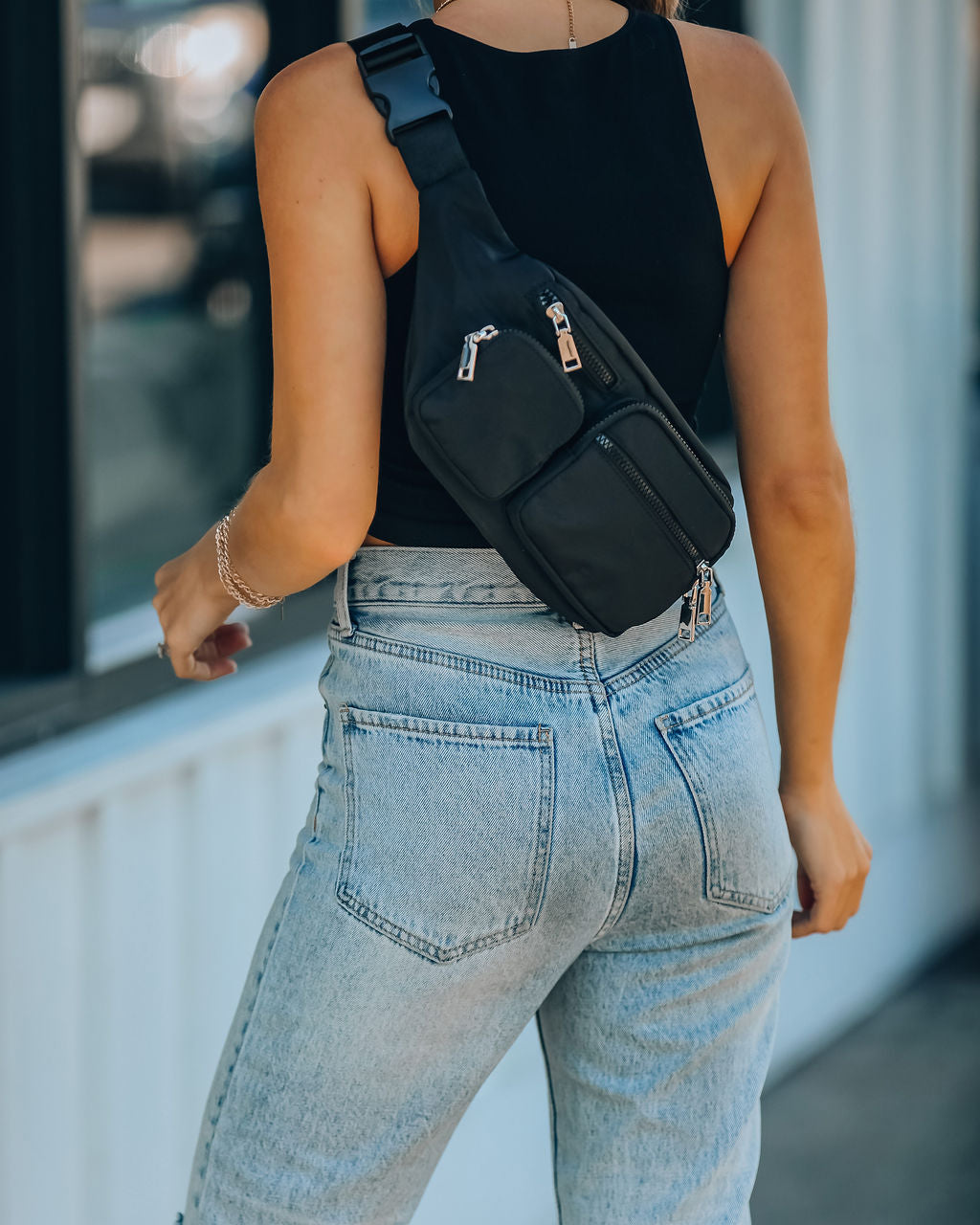 Track Sling Bag aus Nylon - Schwarz