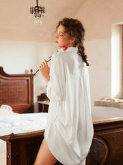 Lapel Cardigan Thin Top Nightdress