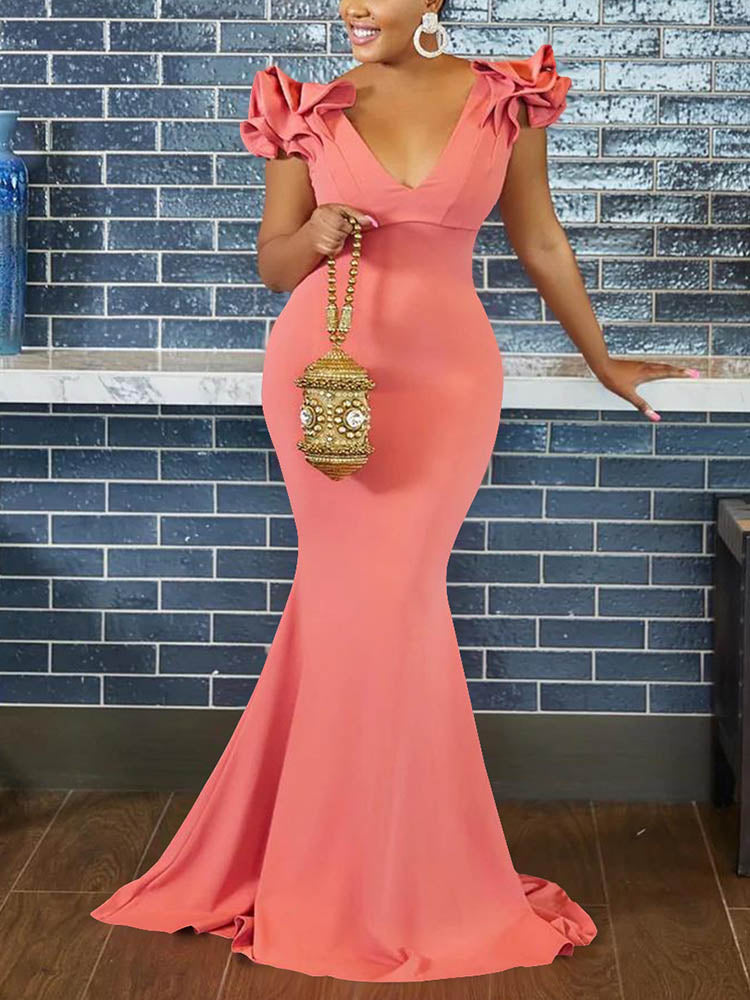 Elegantes Maxikleid mit Rüschenärmeln