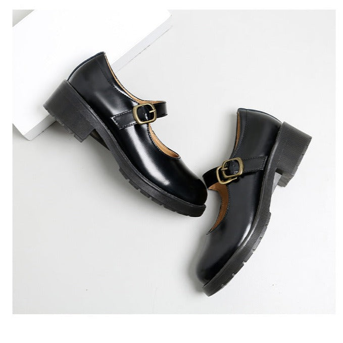 Mary Janes Shoes Leather Chunky Uniform Dress Shoes