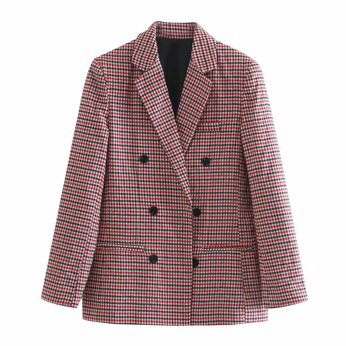 Blazers Lapel Check Pocket Button Blazer Ins Street
