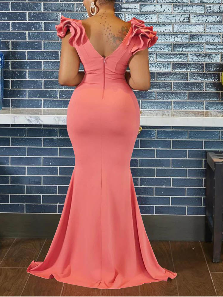 Elegantes Maxikleid mit Rüschenärmeln