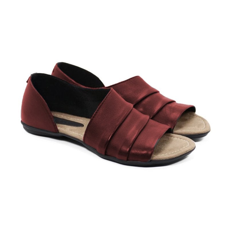 Women Ruffles Pu Slip-on Casual Flat Sandals Newgew