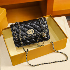 Diamond chain  sheepskin pattern hand-woven shoulder bag