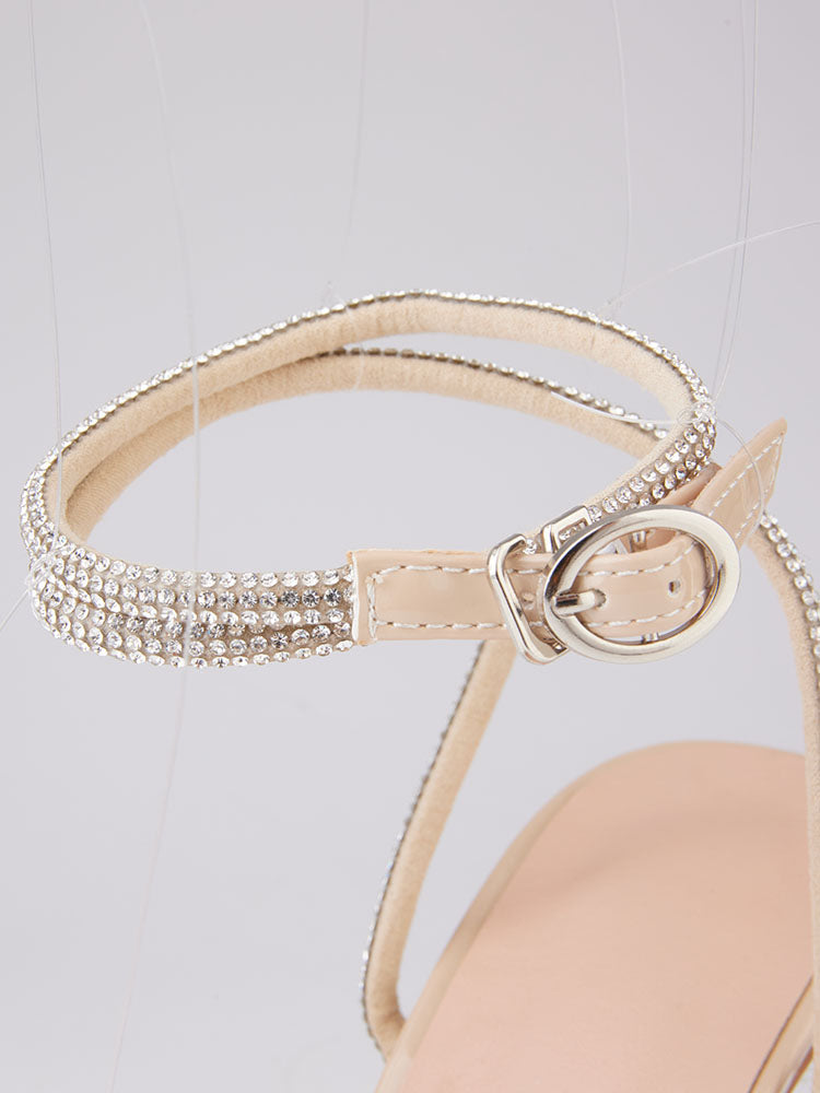 Glitzernde High Heels mit eckiger Zehenpartie und Schleife