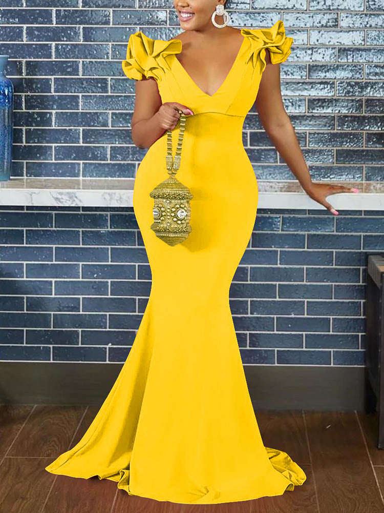 Elegantes Maxikleid mit Rüschenärmeln