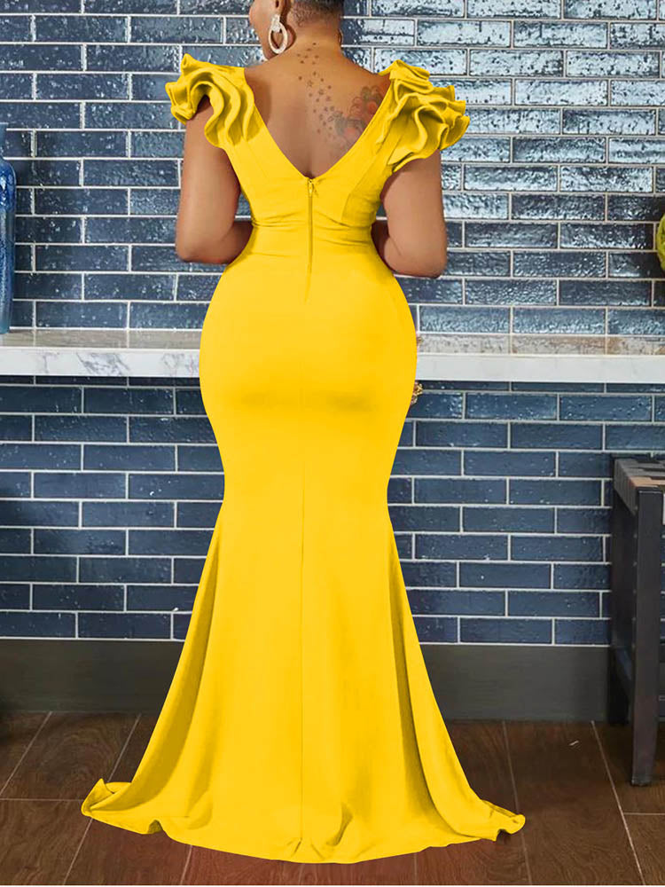 Elegantes Maxikleid mit Rüschenärmeln