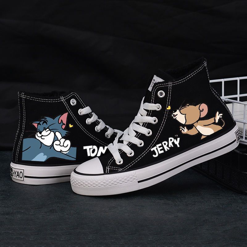 Cartoon süße Katze Maus Druck Canvas Schuhe 