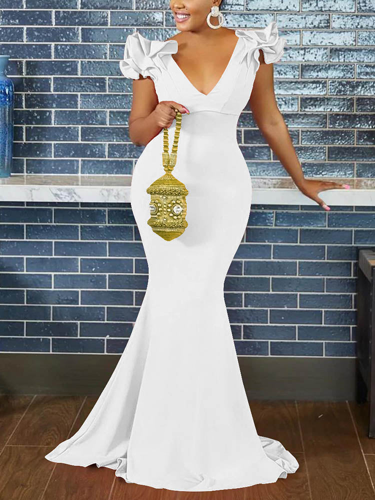 Elegantes Maxikleid mit Rüschenärmeln