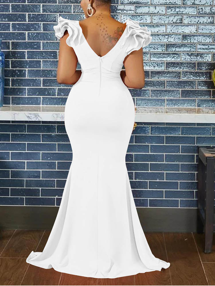 Elegantes Maxikleid mit Rüschenärmeln