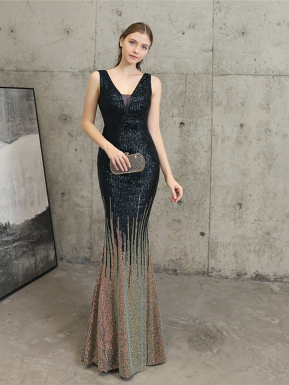 Sequin high-end evening dress