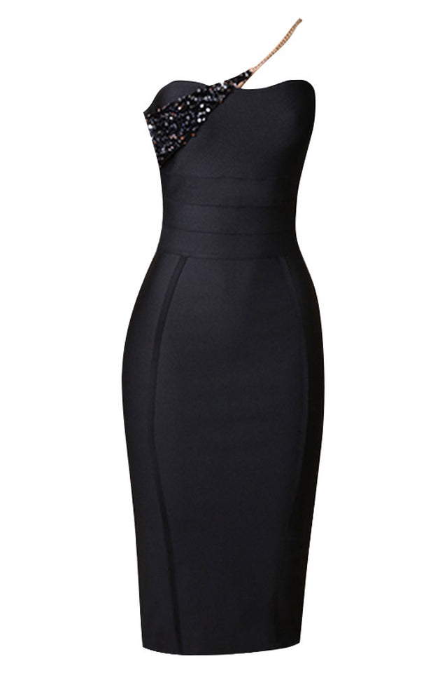 Savina Midi-Bandagekleid mit One-Shoulder-Träger