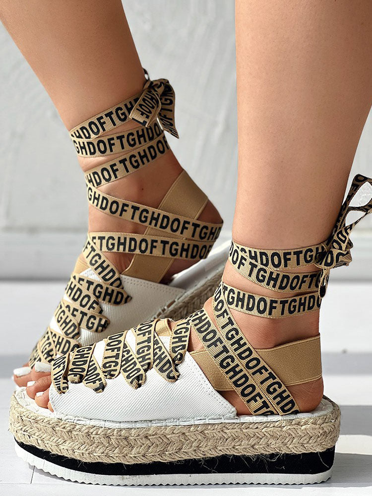Letter Platform Sandals