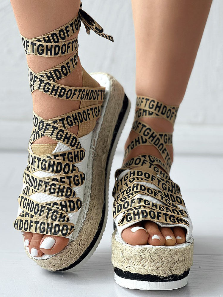 Letter Platform Sandals