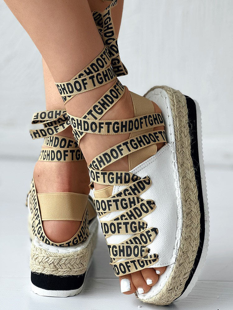 Letter Platform Sandals