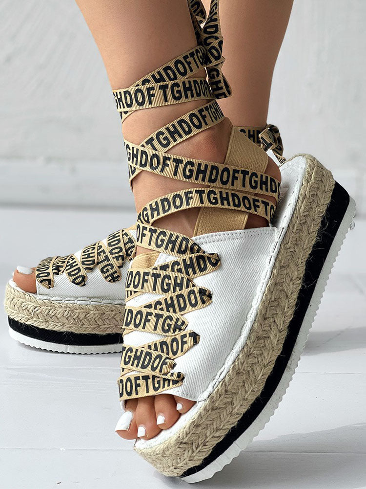 Letter Platform Sandals
