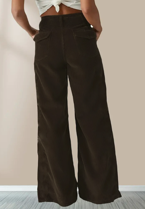 Retro Brown Drape High Waist Pants