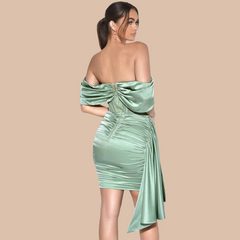 Delphi Off Shoulder Satin Dress