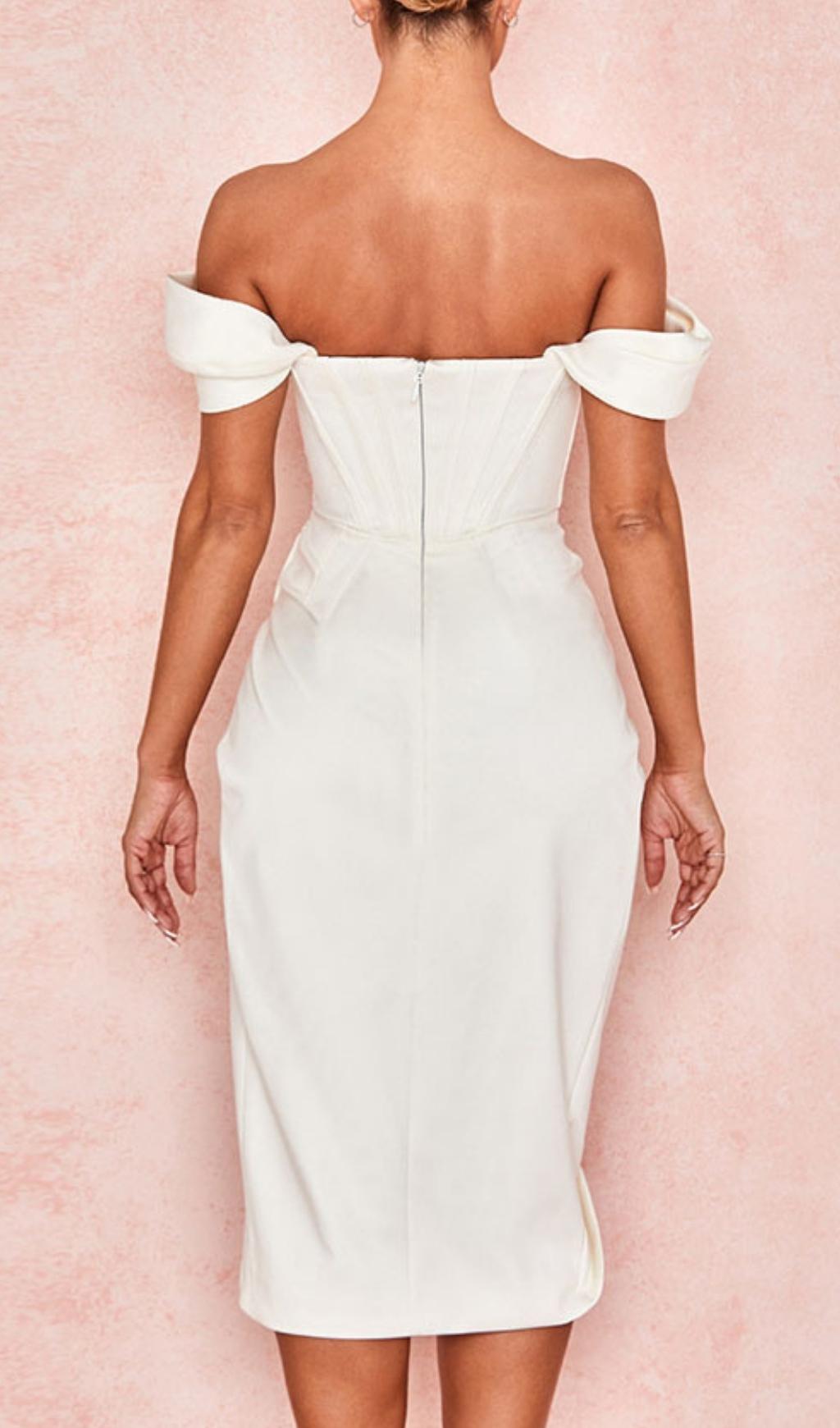 Satin-Korsett-Midikleid in Weiß