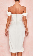 Satin-Korsett-Midikleid in Weiß