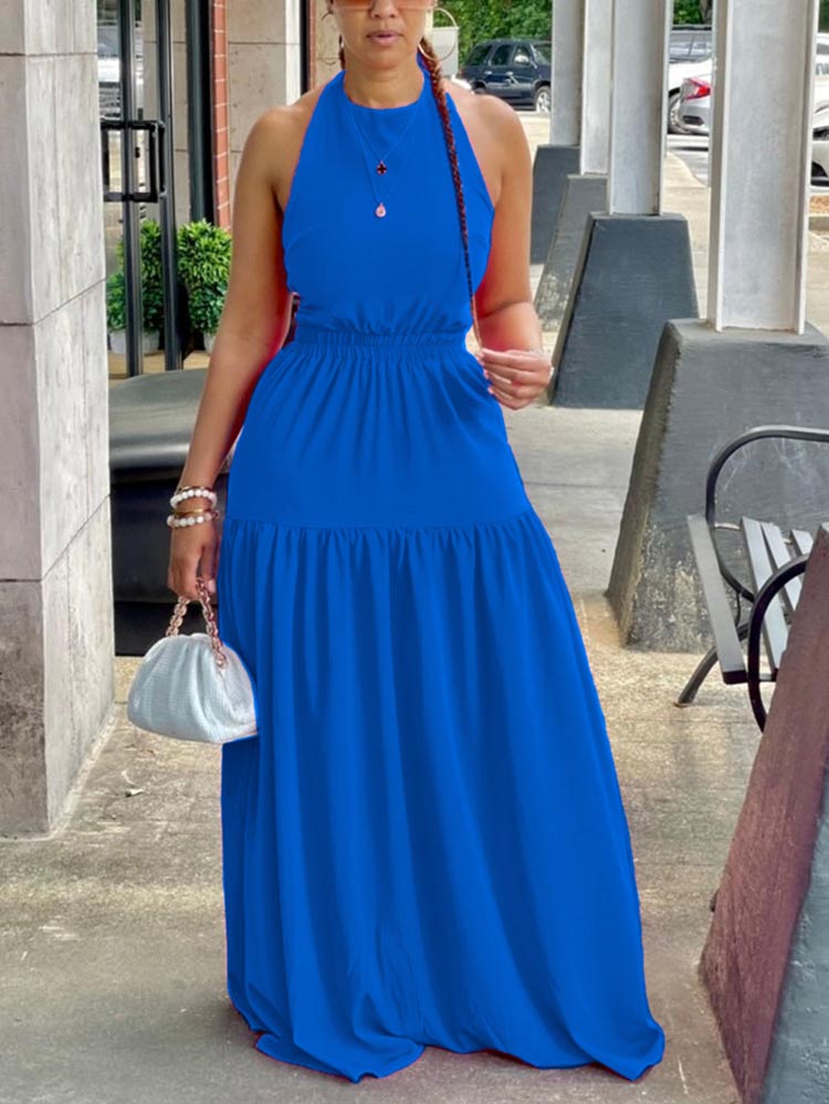 Neckholder-Maxikleid mit rückenfreiem Schnitt