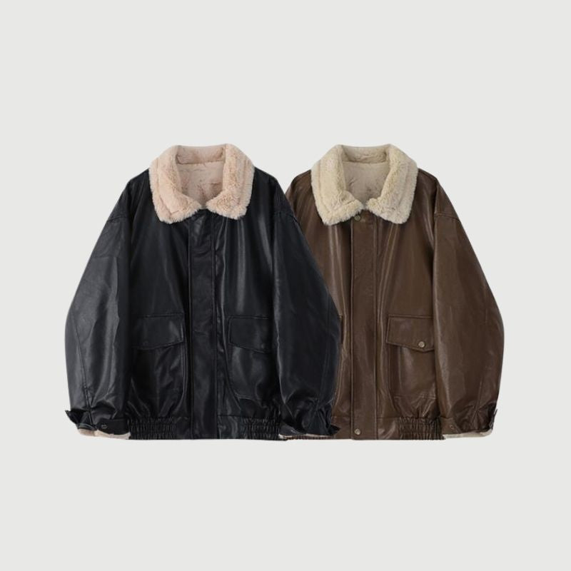 Heavyweight Zip-Up Vintage Motorcycle Leather Coat