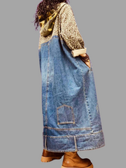 Autumn Print Camouflage Mid-Length Hoodie Denim Dress