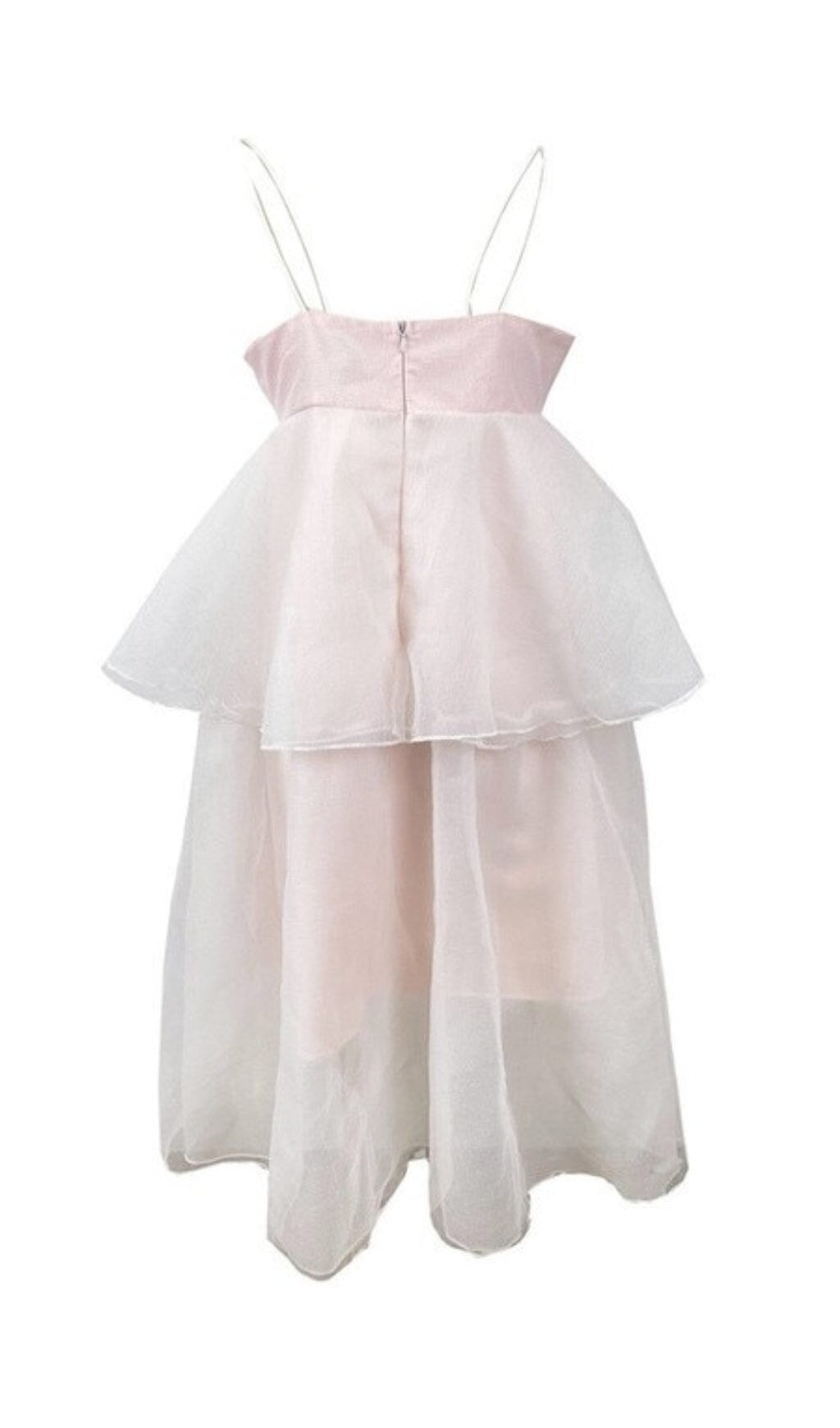 Suspender Bow Strapless Seersucker Dress In White