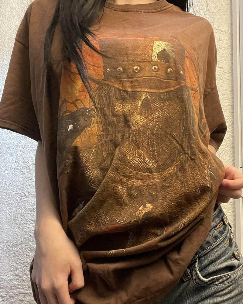 Umbriel – Oversize-T-Shirt mit Grunge-Grafik im Totenkopf-Stil