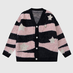 Gestreifter Mohair-Cardigan