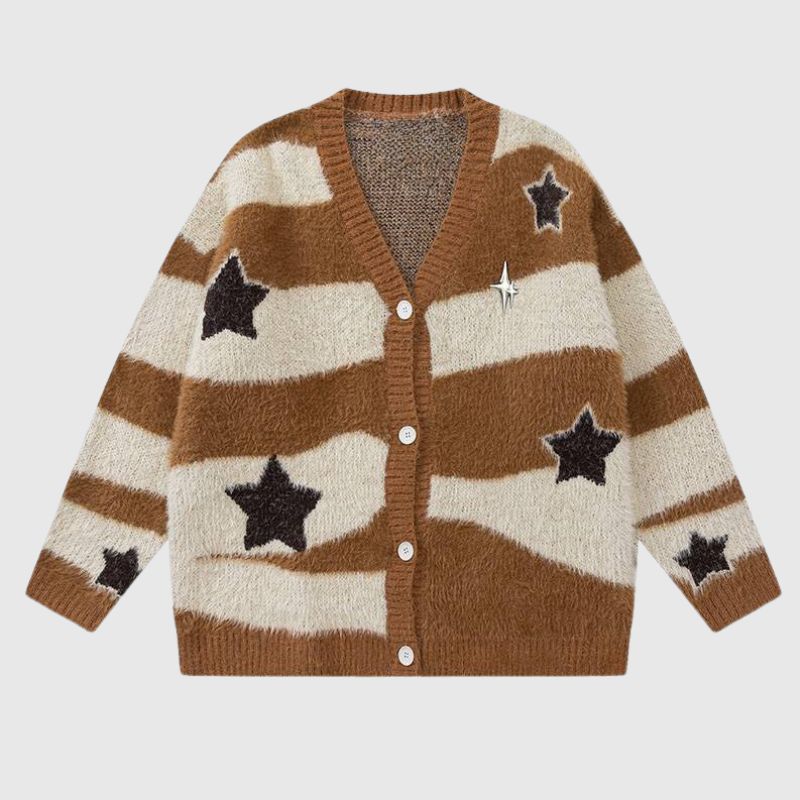 Gestreifter Mohair-Cardigan